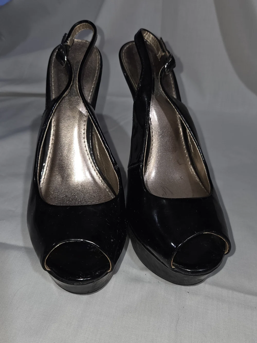 Charlotte Russe Black Patent Platform Slingback Heels - Picture 3 of 4